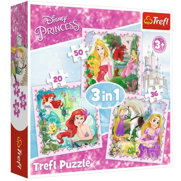 Trefl Puzzle 3v1 Rapunzel, Aurora a Ariel Disney Princess