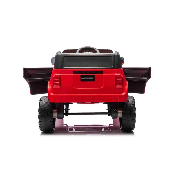 Elektrické autíčko Toyota Landcruiser 12V, červené, široké jednomístné sedadlo, 2,4 GHz d