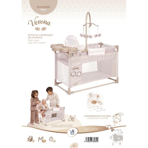 DeCuevas 53178 Moje první postýlka pro panenky s hracím centrem Verona 2025