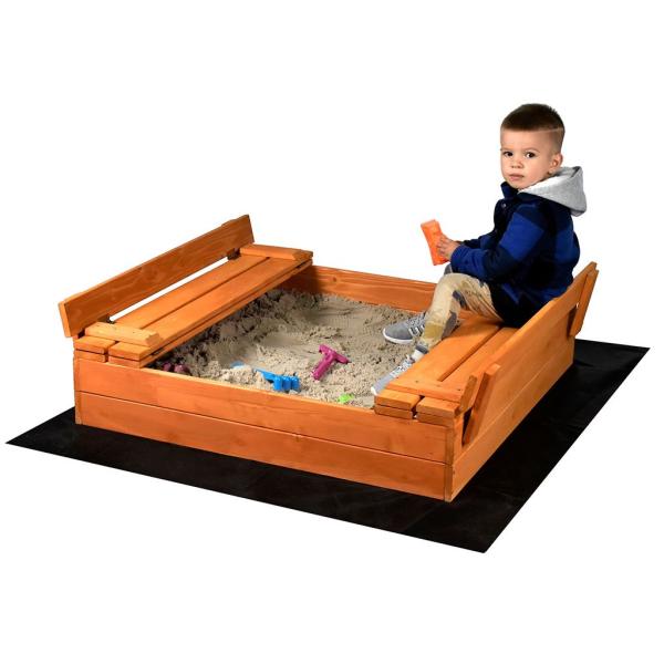 Dětské dřevěné pískoviště s poklopem a lavičkami Baby Mix 100×100 cm