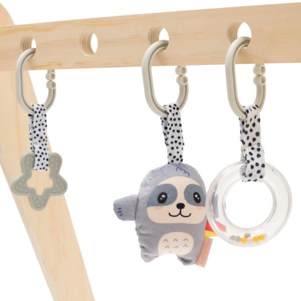 Vzdělávací dřevěná hrazdička s hračkami New Baby