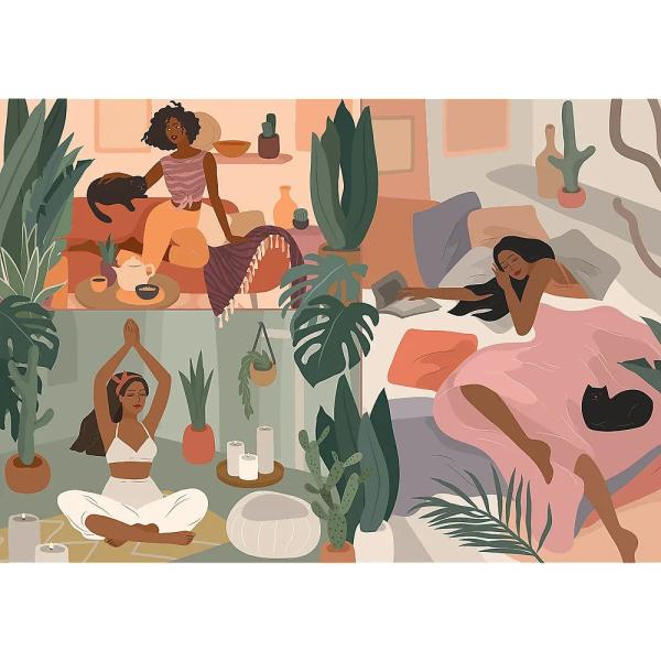 Trefl Prime Puzzle 1000 UFT – Jóga, kočky a káva: Ahoj ráno