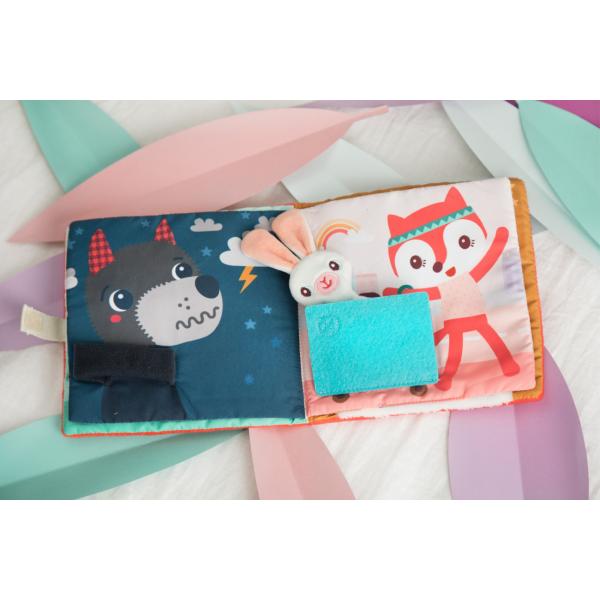 Lilliputiens – textilní knížka s aktivitami – jelenček Stella a jeho muchláček