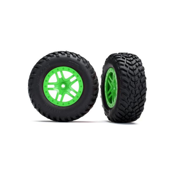 Traxxas koleso 2.2/3.0", disk SCT Split-Spoke zelený, pneu SCT (2)