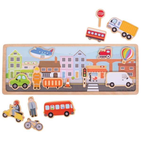 Bigjigs Toys Magnetické puzzle město