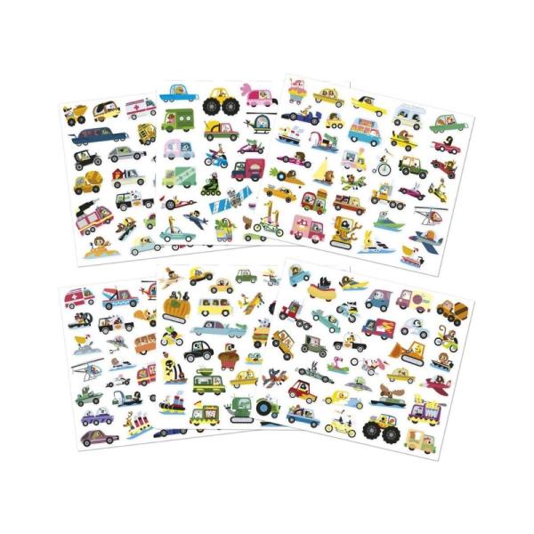 Janod Stickers Samolepky Dopravní prostředky 200 ks