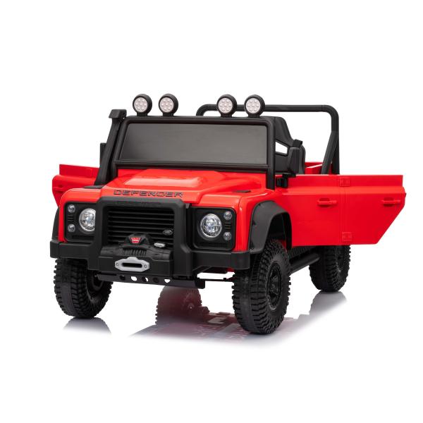 Elektrické autíčko Land Rover Defender 110 SVX 12V, červené, 4X4 pohon, LED světla, přední