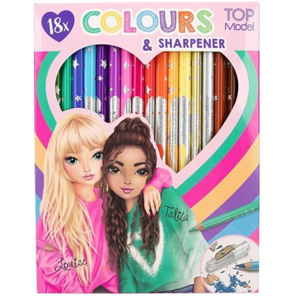Top Model Sada pastelek a ořezávátka, 18 pastelek a 1 ořezávátko