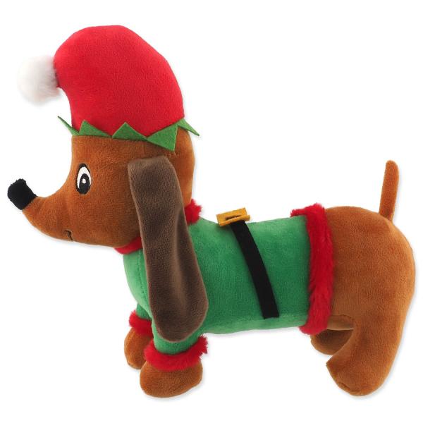Giocattolo Dog Fantasy Winter tale Bassotto peluche sonoro verde 27cm