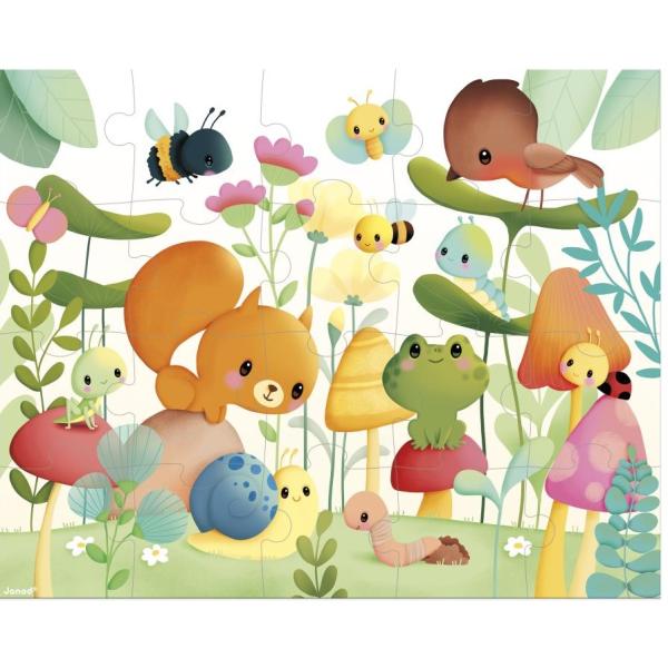 Janod Puzzle v kufříku Zahradní zvířátka 20 ks