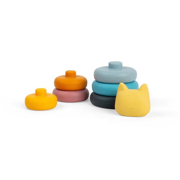 Bigjigs Toys Silikonová stohovací věže Kočka (obrázek 3)
