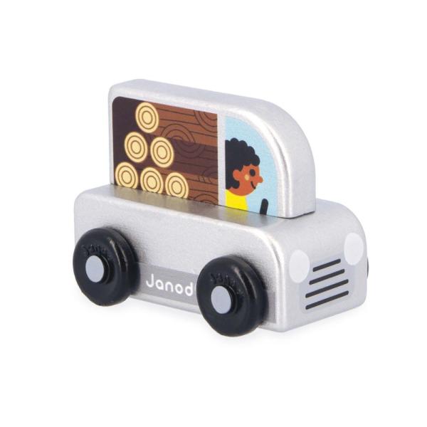 Janod Cross roads Dřevěné auto na tlačení Pickup šedé