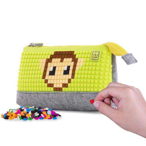 PIXIE CREW velké pouzdro ŠEDÉ/NEON ŽLUTÉ