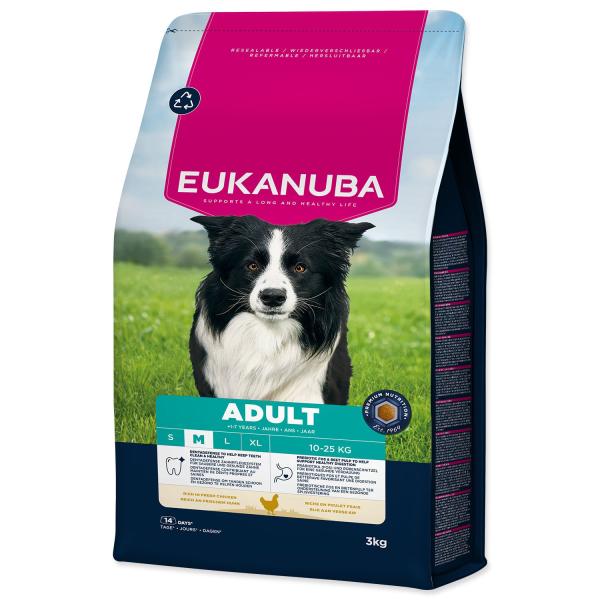 Krmivo EUKANUBA Adult Medium bohaté na čerstvé kuře 3 kg
