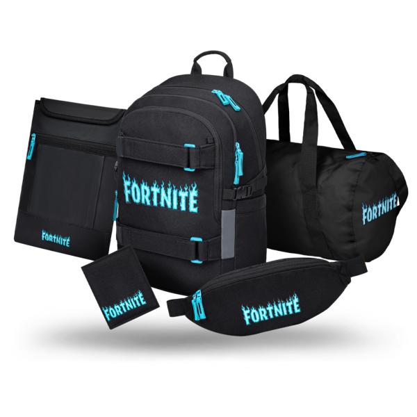 BAAGL SADA 5 Skate Fortnite Blue: batoh, športová taška, ľadvinka, obal na notebook, peňaž