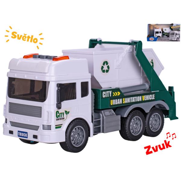 Auto smetiarske kontajner 28cm na zotrvačník na batérie so svetlom a zvukom