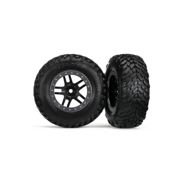 Traxxas koleso 2.2/3.0", disk SCT Split-Spoke čierny-saténový, pneu SCT (2)