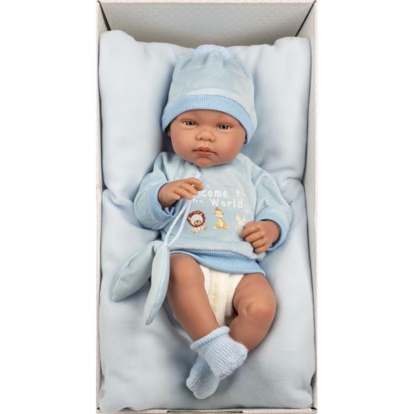 Llorens 84345 NEW BORN CHLAPEČEK - realistická panenka miminko s celovinylovým tělem (obrázek 5)