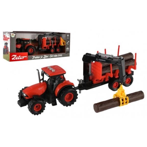 Traktor Zetor s vlekem s naklad. ramenem plast na setrvačník na bat. se svět. se zvukem