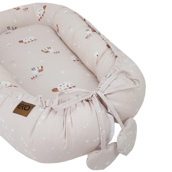 EKO Hnízdo pro miminko oboustranné bavlněné Bees Stars Beige 90×60 cm