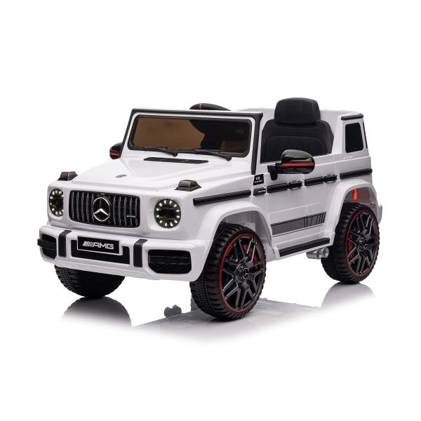 Elektrické autíčko Mercedes G, bílé, jednomístné sedadlo, 12V baterie, 2,4 GHz DO, 2X MO