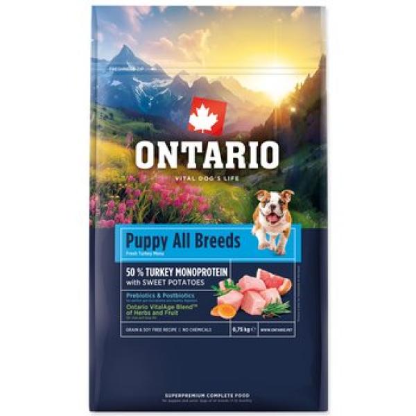 Krmivo Ontario Puppy & Junior All Breeds Monoprotein Turkey & Sweet Potatoes 0,75kg (obrázek 4)