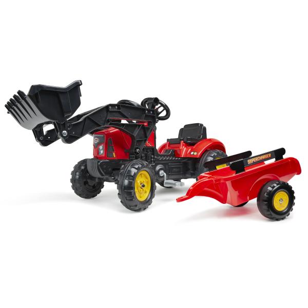 Falk Šlapací traktor 2030M Red Supercharger pedal charger s odpojitelnou vlečkou