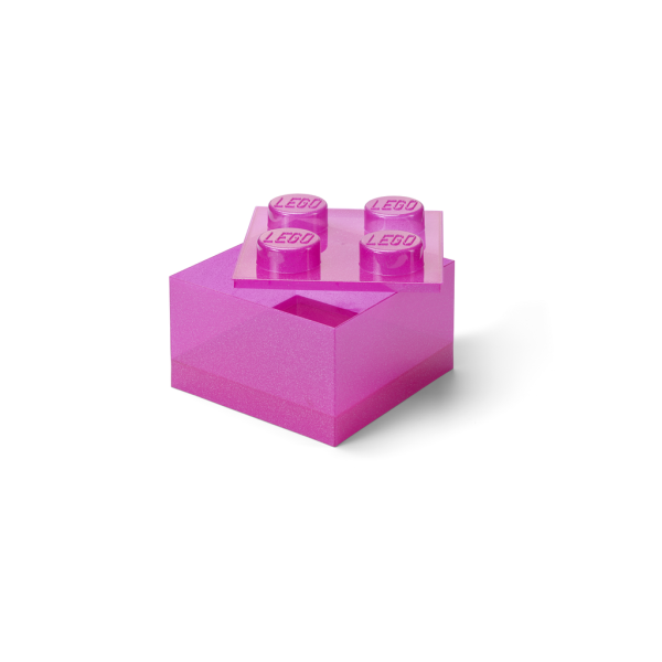 LEGO úložný box 4 s vekom - trblietavá ružová