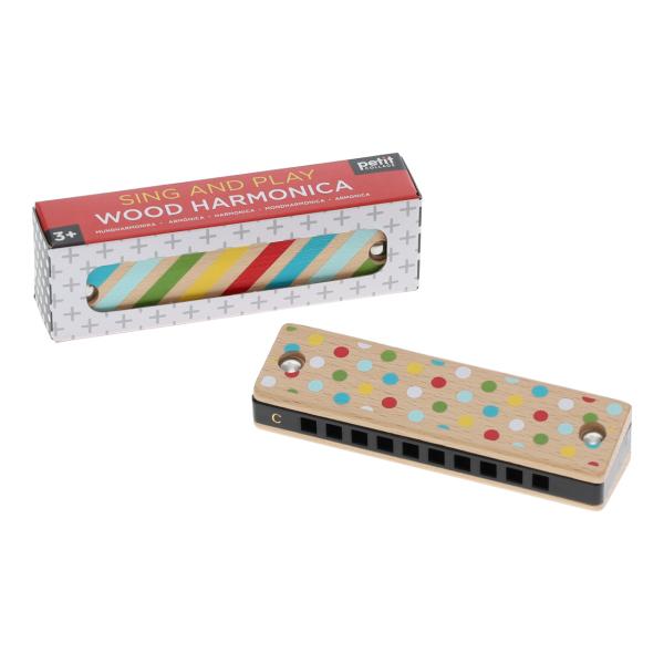 Petit Collage Dřevěná harmonika s pruhy a tečkami