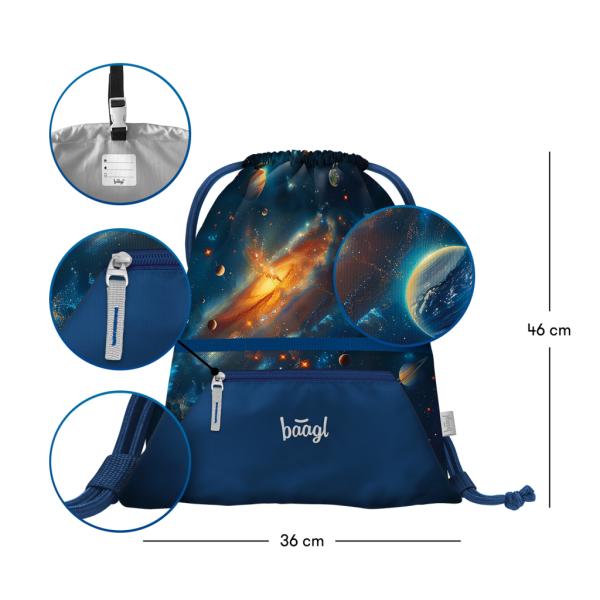 BAAGL SADA 5 Airy Vesmír: batoh, penál, sáček, zástěra, peněženka (obrázek 11)