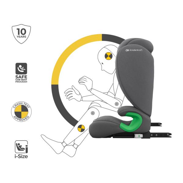 KINDERKRAFT Autosedačka Junior Fix 2 Plus (100-150 cm) Šedá (obrázek 8)