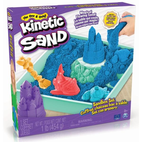 Kinetic sand krabice tekutého písku s podložkou modrá