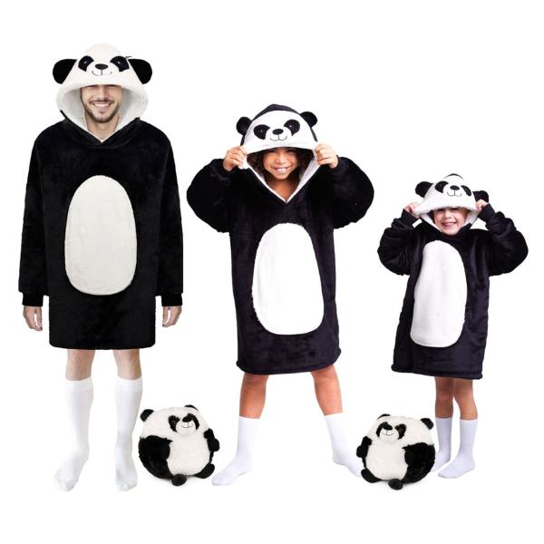 Cozy Noxxiez CH367 Panda - hřejivá televizní mikinová deka s kapucí pro teenagery a dospělé (obrázek 3)