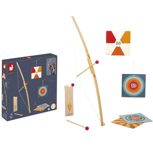 Janod - Set Tiro Con L'arco In Legno - Arco, 3 Frecce, Faretra E 4 Bersagli - Gioco All'aria Aperta E Sport - Abilità E Motricità - Certificato Fsc - Dai 5 Anni, J3172-image