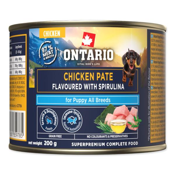 Konzerva Ontario Puppy kuřecí paté s příchutí spiruliny 200g (obrázek 3)