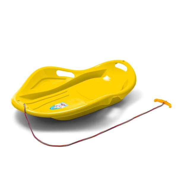 Detský sánkovací klzák Mušľa Baby Mix Pemium Komfot 80 cm žltý
