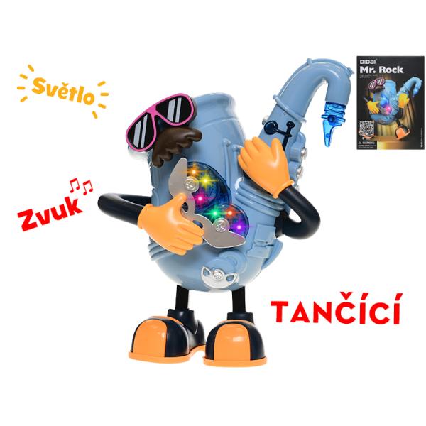 Mr. Rock saxofon 22 cm na baterie tančící se světlem a zvukem
