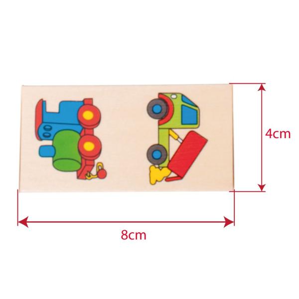 Bigjigs Toys Dřevěné domino dopravní prostředky (obrázek 3)