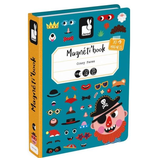 Janod Magnetibook Zábavné tváře chlapci Magnetická kniha pro děti (obrázek 5)