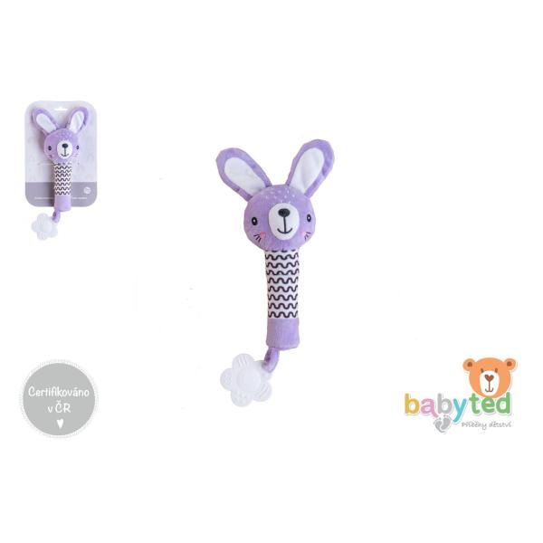Zajíček babyted pískátko / kousátko plyš 25cm fialový