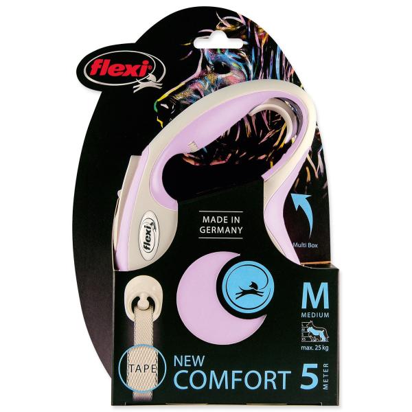 Vodítko Flexi New Comfort páska M růžové 5m