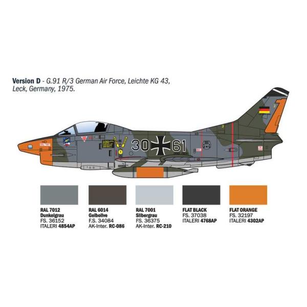 Model Kit letadlo 92645 - G.91 R1/R3 "Gina" (1:48) (obrázek 9)
