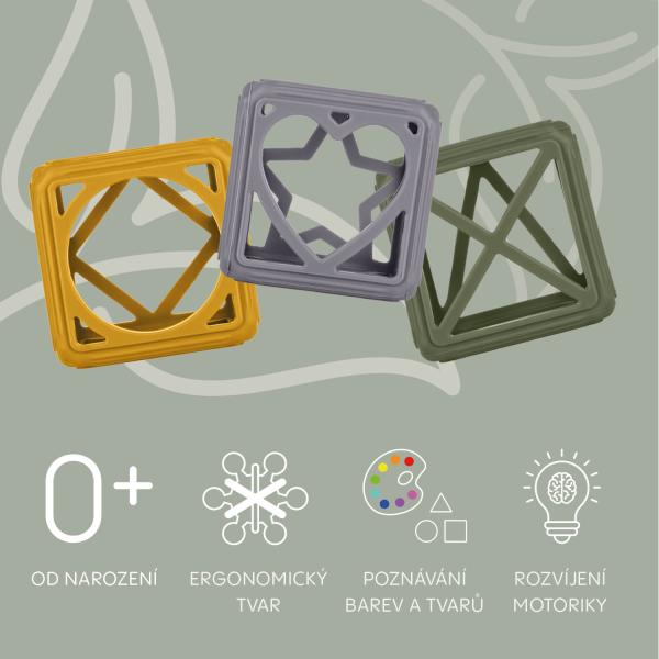 Silikonové kousátko Square, Mustard Yellow (obrázek 4)