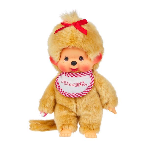 Monchhichi Mončiči dievča béžové s červeným podbradníkom 20cm
