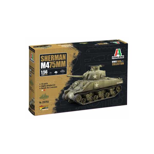 Italeri 25751 1:56 Us M4 Sherman (75 Mm) – Modellismo, Kit Da Costruzione, Modellismo Da Pavimento, Fai Da Te, Hobby, Incollaggio, Kit In Plastica, Fedele Ai Dettagli, Non Verniciato-image