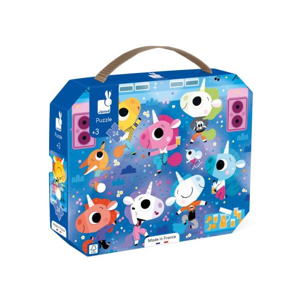 Janod Puzzle v kufříku Jednorožec na koncertě 24 ks