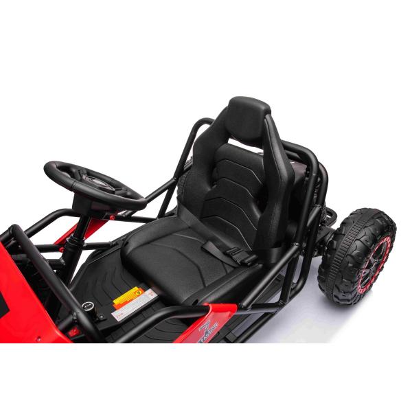 Elektrická motokára SPORT-KART 24V, červená, EVA kola, koženkové sedadlo, 2 x 50W motor,