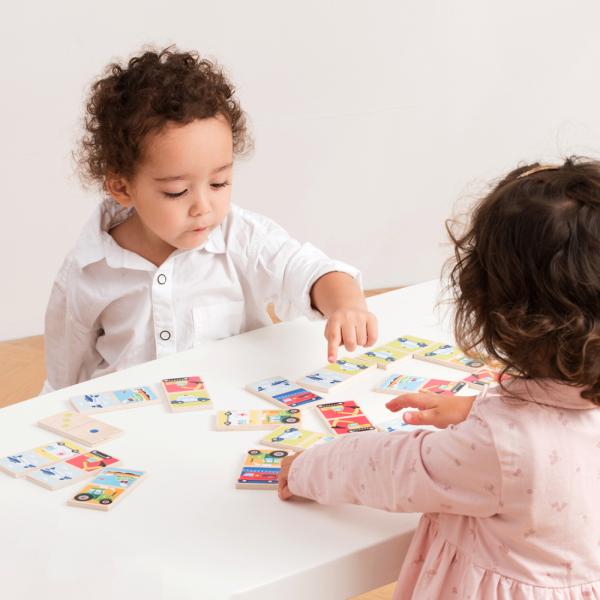 Nové klasické hračky Dřevěné domino - dopravní prostředky (obrázek 7)