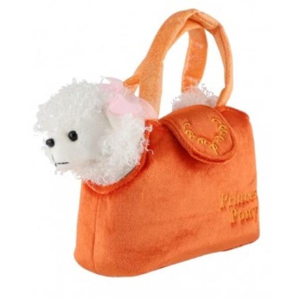 Pes/Psík v kabelke/taške oranžovej plyš