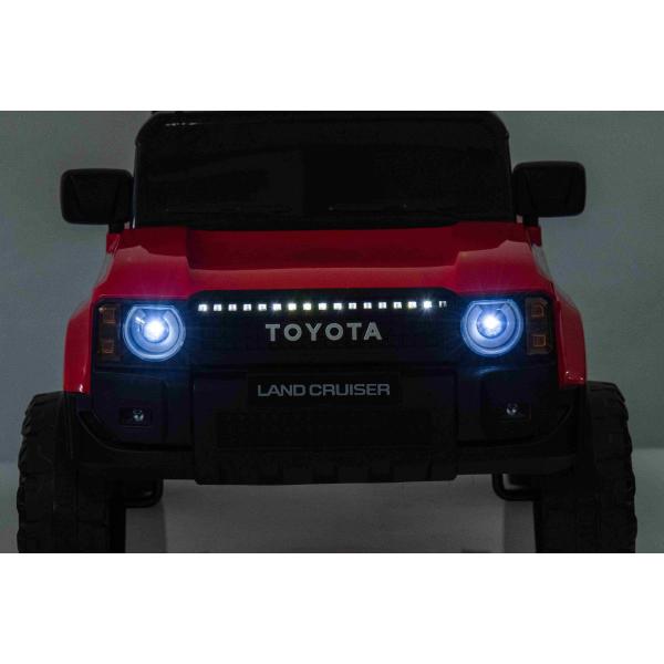 Elektrické autíčko Toyota Landcruiser 12V, červené, široké jednomístné sedadlo, 2,4 GHz d